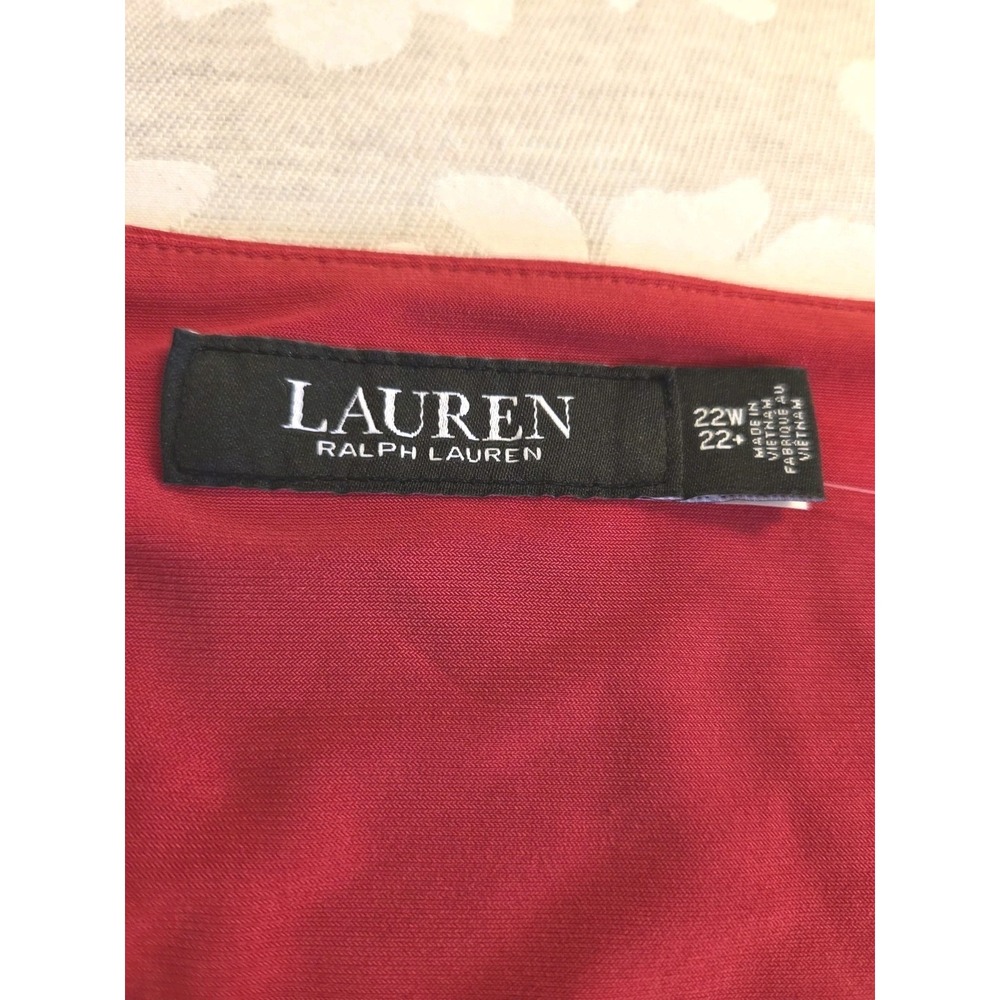 Lauren Ralph Lauren Women's Surplice Jersey Knit Dress Red‎ Size 22W NEW! $125 - Picture 12 of 15